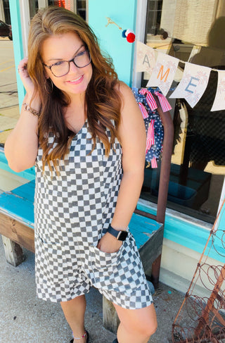 CHARCOAL CHECKERED ROMPER