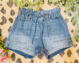 Drawstring Denim Shorts by KANCAN