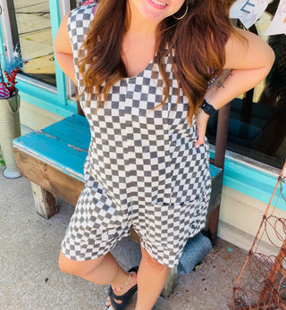 CHARCOAL CHECKERED ROMPER