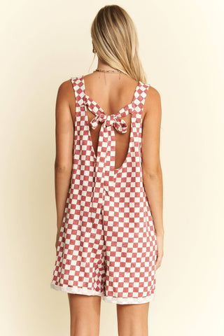 PLAID PRINT SHORTS ROMPER