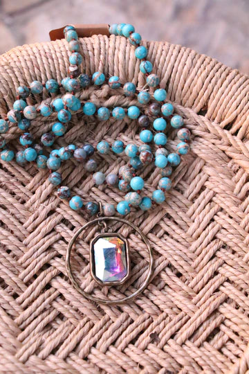 Jasper & Bling Pendant Necklace