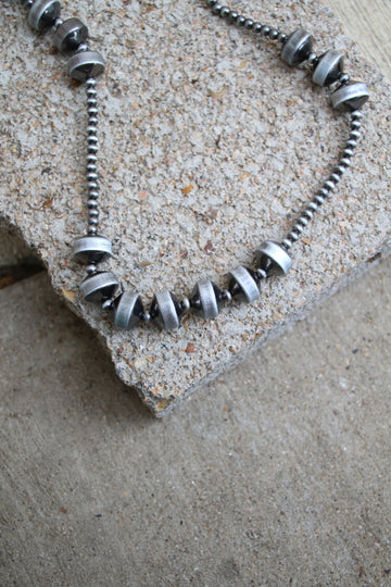 Silver Cylinder Bead Necklace