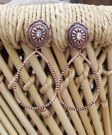 Copper Teardrop & Conch Earrings