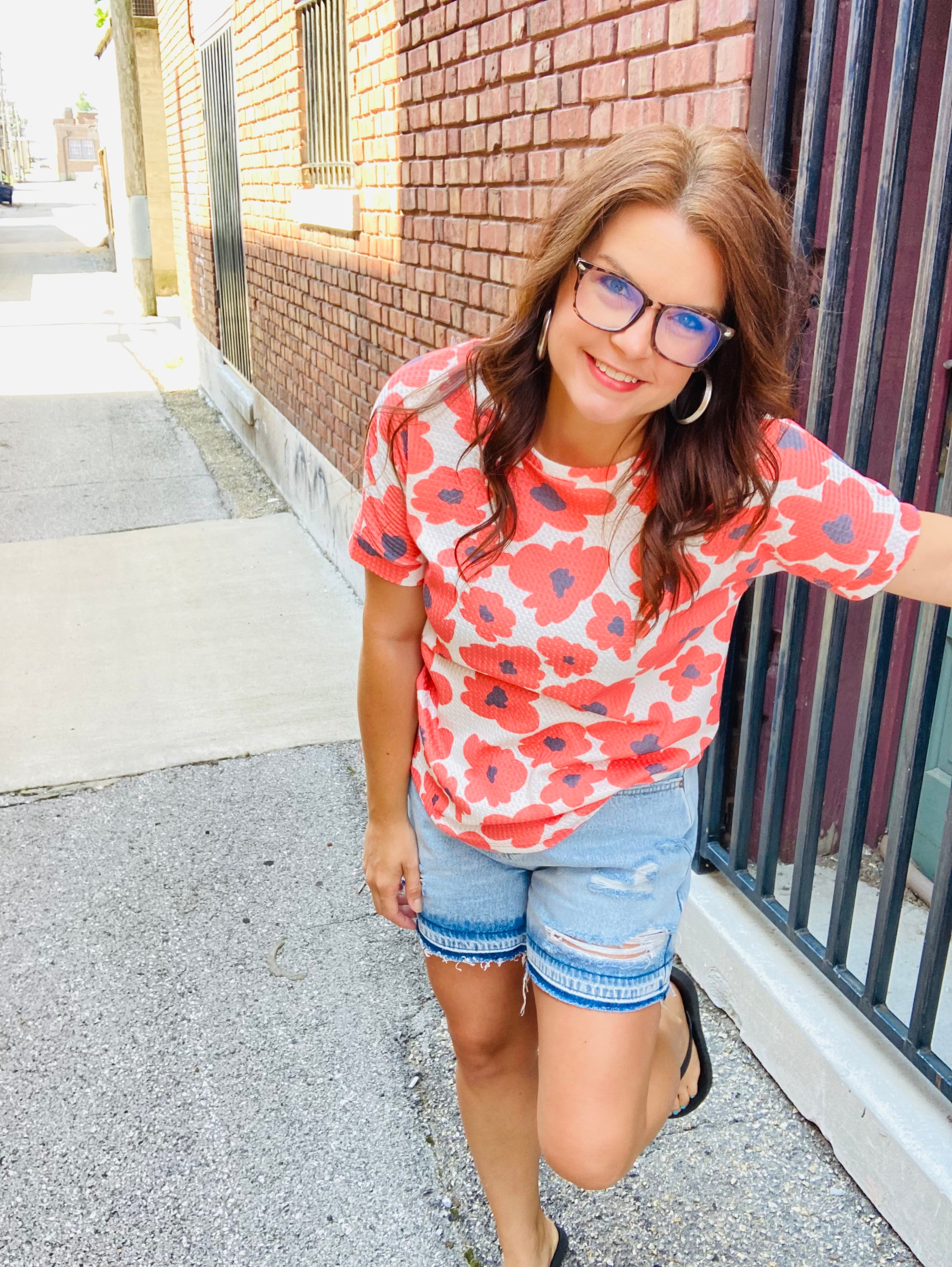 Wild Child Floral Waffle Top
