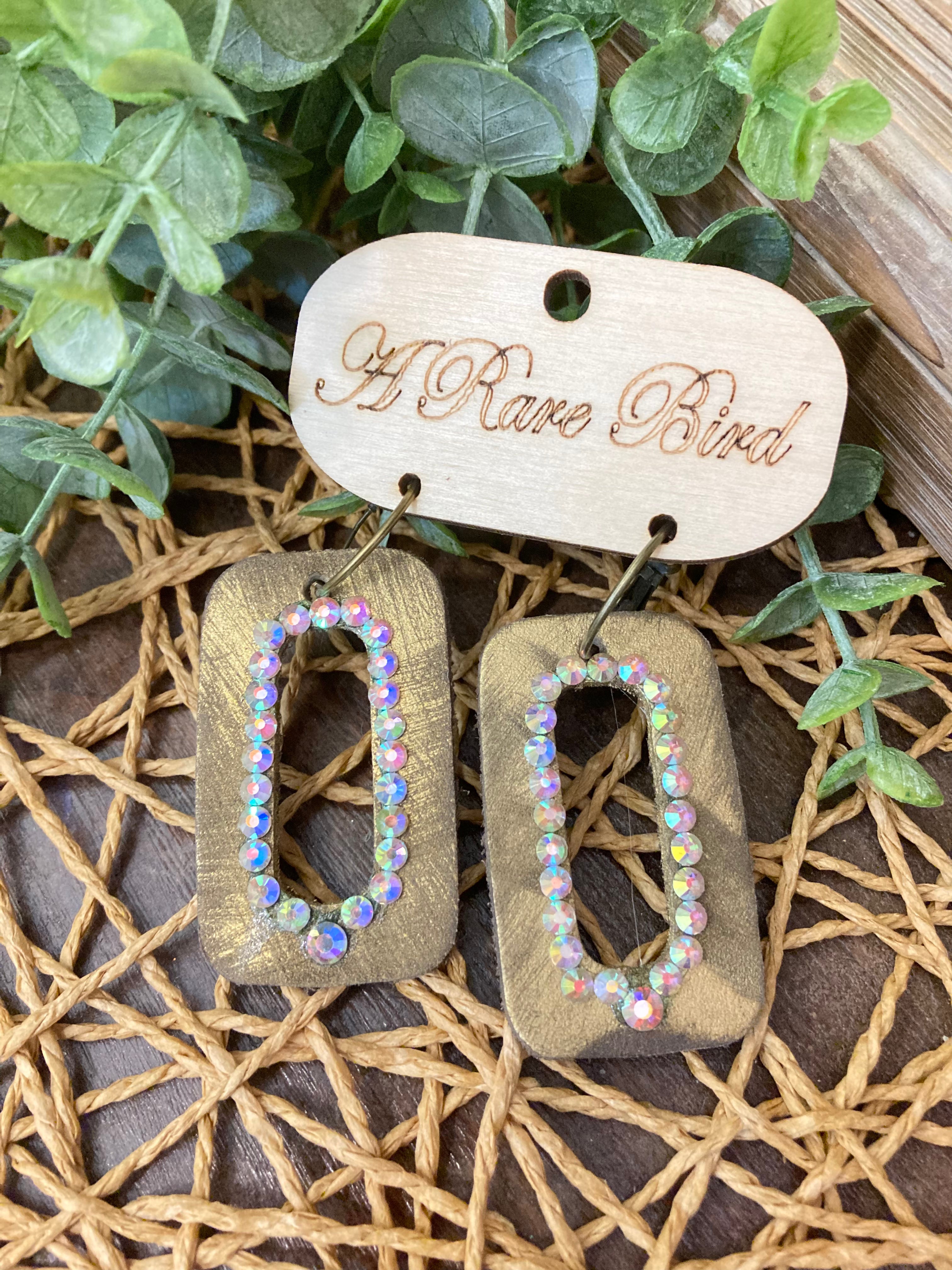 Vintage Gold Dyed Leather Hoop Earrings