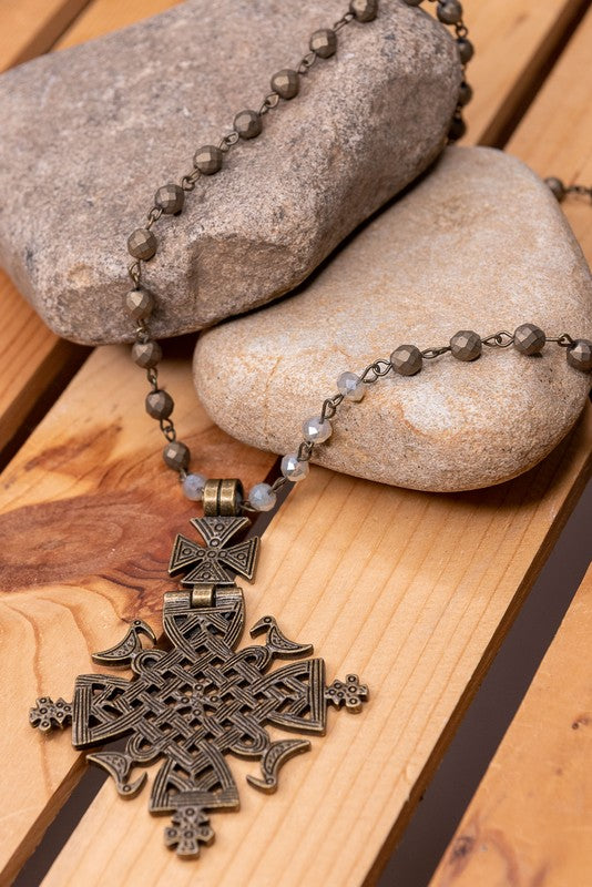 Delaney Beaded Cross Necklace