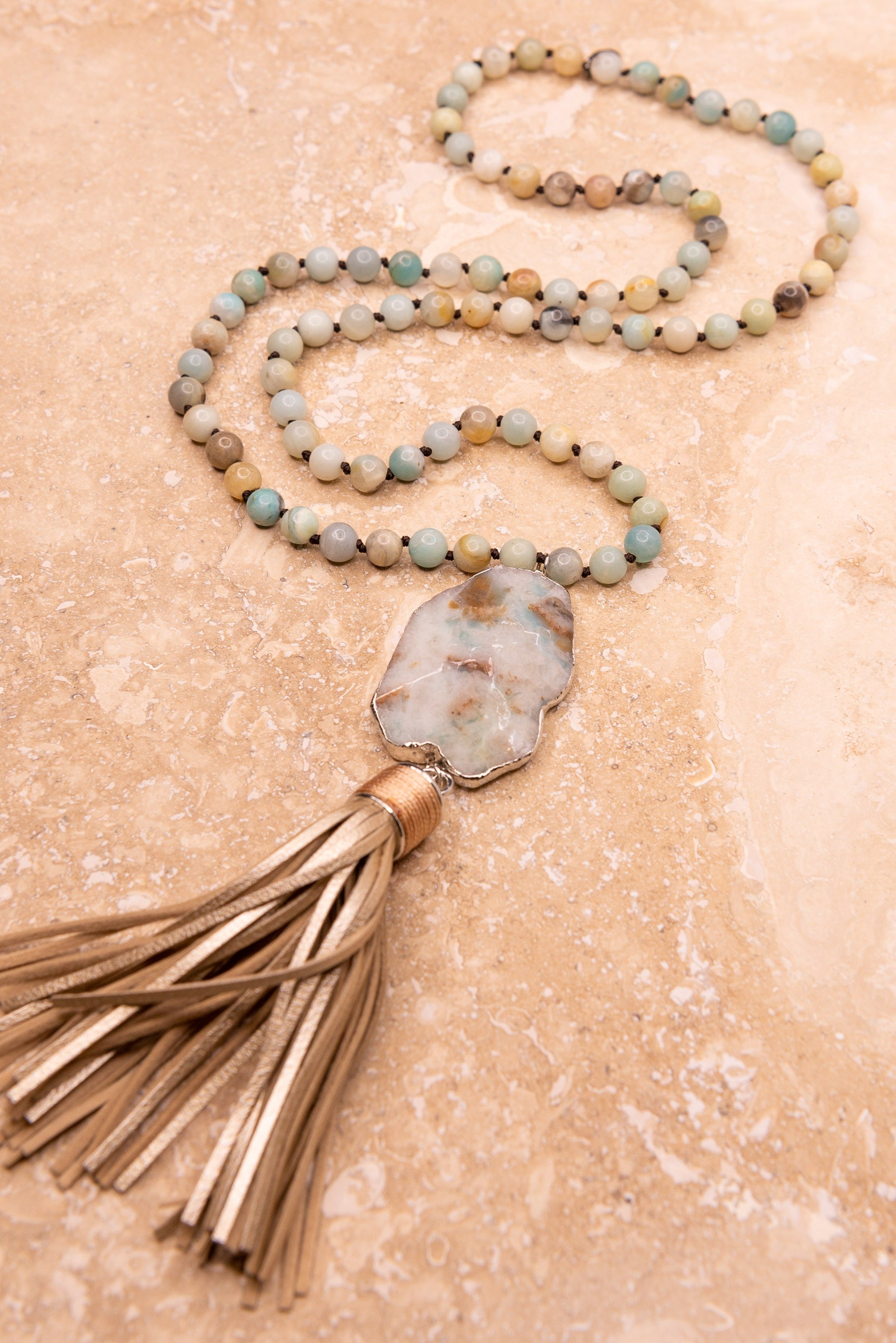 Barb Stone & Tassel Necklace