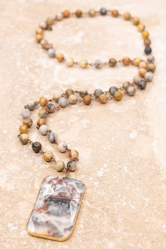 Patty Natural Stone Pendant Necklace