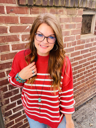 Sasha Striped Sweater in Rust