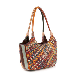 Genuine Leather Woven Shoulder Bag