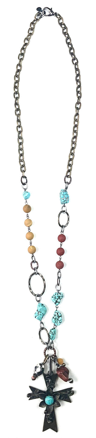 Asymmetrical Chunky Cross Necklace