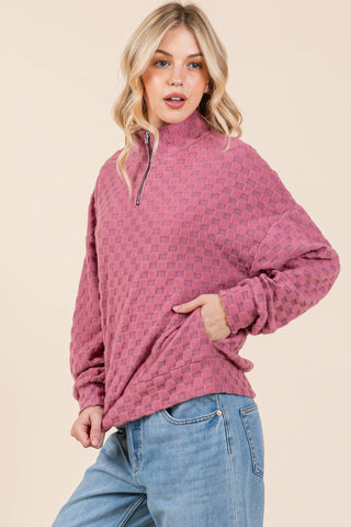 Check It Out Quarter Zip Top in Cream