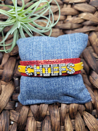 Chiefs Rhinestone Letter Bracelet