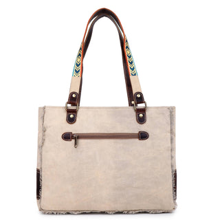 Moonstone Canvas & Leather Shoulder Bag