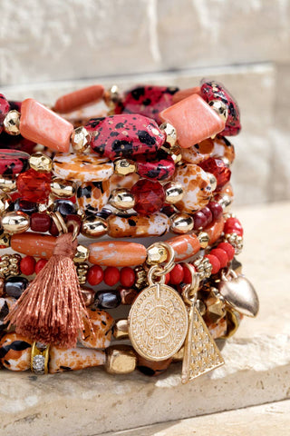 Holiday Red Layered Bracelet Set