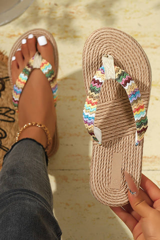 Boho Woven Rainbow  Flip Flops