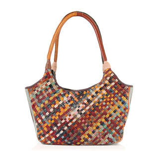 Genuine Leather Woven Shoulder Bag