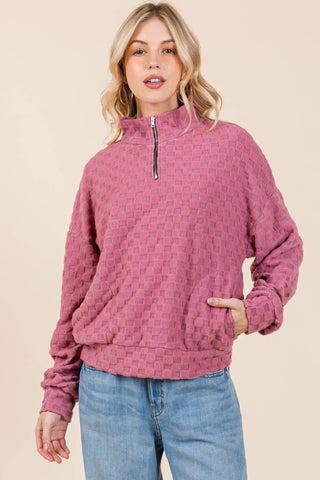 Check It Out Quarter Zip Top in Cream
