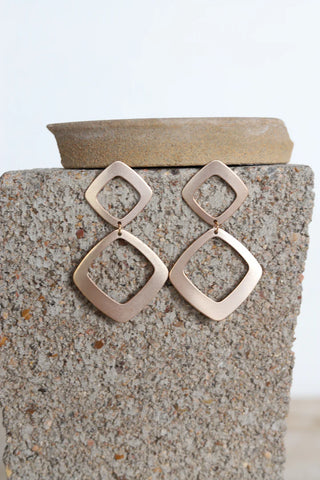 Rose Gold Double Diamond Earrings