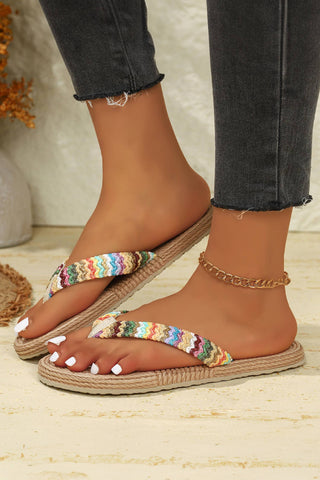 Boho Woven Rainbow  Flip Flops