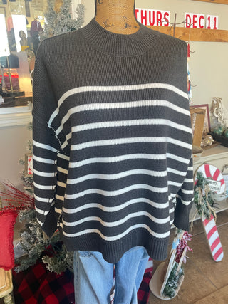 Sasha Striped Sweater in Charcoal