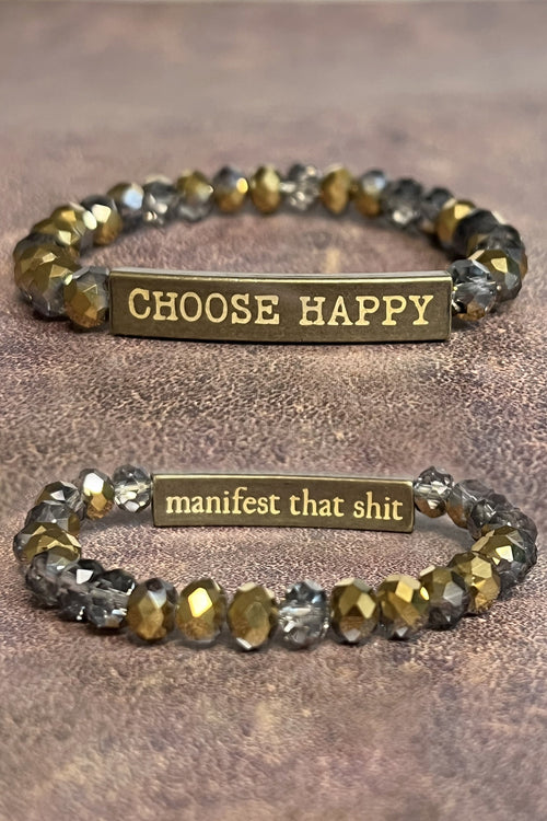 CHOOSE HAPPY Beaded Inspiration Bracelet