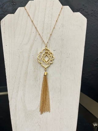 Long Gold Tassel Necklace