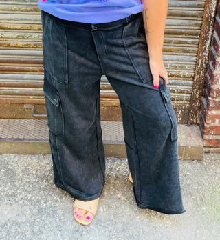 Black Wide Leg Cargo Pants