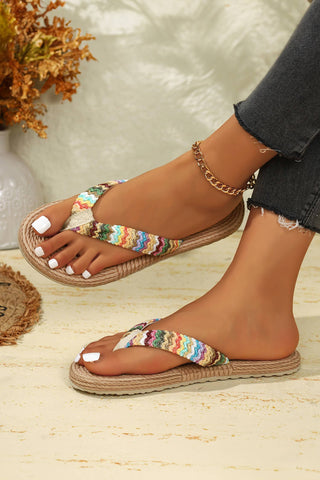 Boho Woven Rainbow  Flip Flops