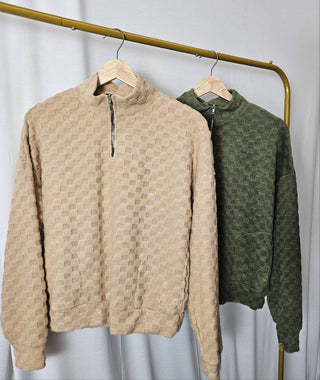Check It Out Quarter Zip Top in Cream