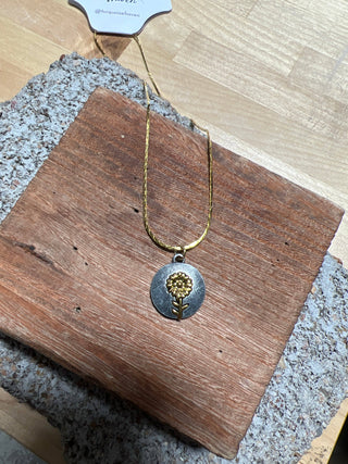Sculpted Flower Charm Necklace