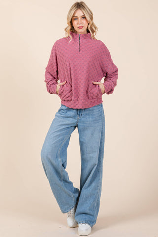 Check It Out Quarter Zip Top in Cream