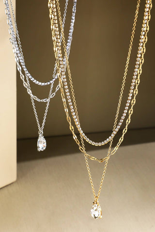 Crystal Teardrop Pendant Necklace