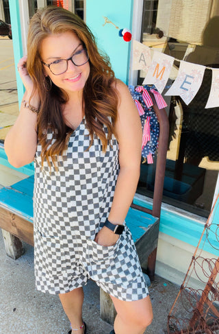 CHARCOAL CHECKERED ROMPER