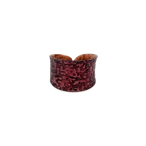 Copper Patina Brown Textured Cuff Ring