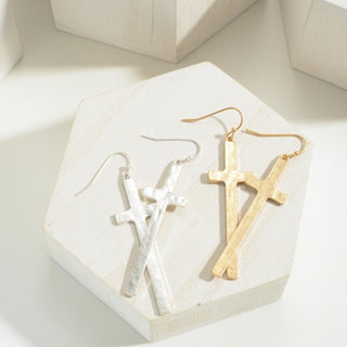 Signs of Faith Cross Earrings