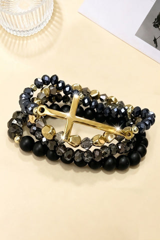 Gold Cross Bracelet Set