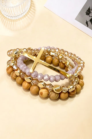 Gold Cross Bracelet Set