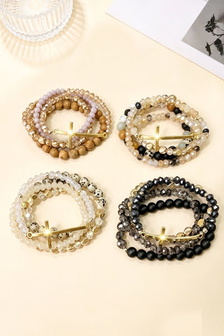 Gold Cross Bracelet Set