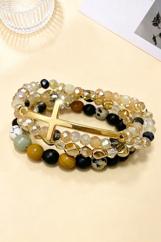 Gold Cross Bracelet Set