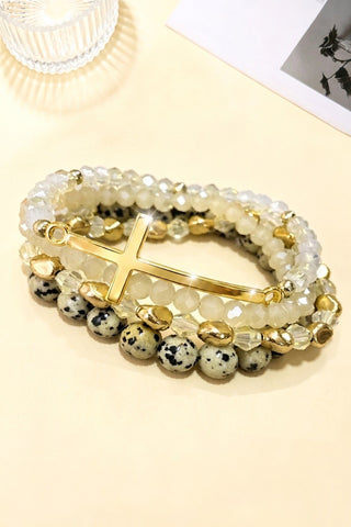 Gold Cross Bracelet Set