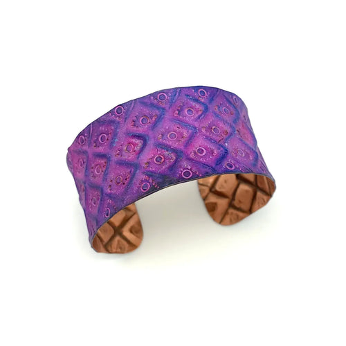 Copper Patina Purple Diamonds Cuff Bracelet