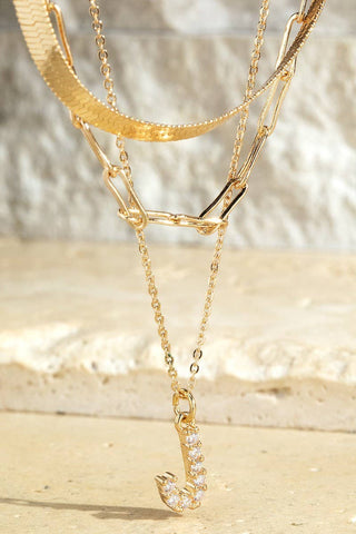 Layered Initial Triple Chain Necklace