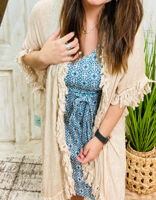 Sunbleached Fringe Ruffle Kimono