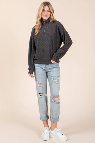 Check It Out Quarter Zip Top in Cream