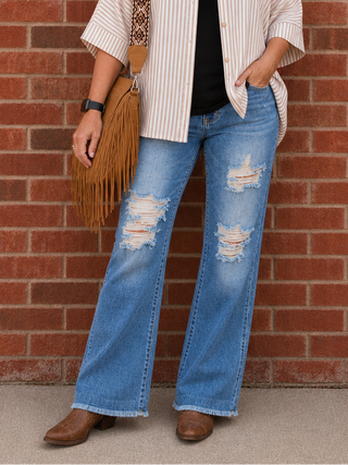 Judy Blue Distressed Fray Hem Boot Cut