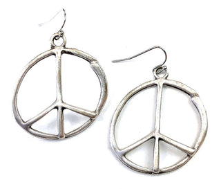 Silver Peace Sign Earrings