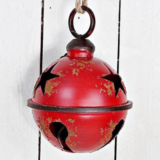 8" Red Star Distressed Jingle Bell