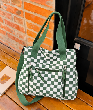 Checkmate Carry All Corduroy Tote Bag in Green