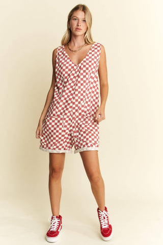 PLAID PRINT SHORTS ROMPER